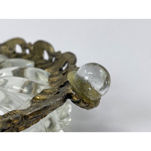 Vintage Glass Flower Ring Dish/Pin Dish/Ashtray Glass with metal base - Picture 5 of 7